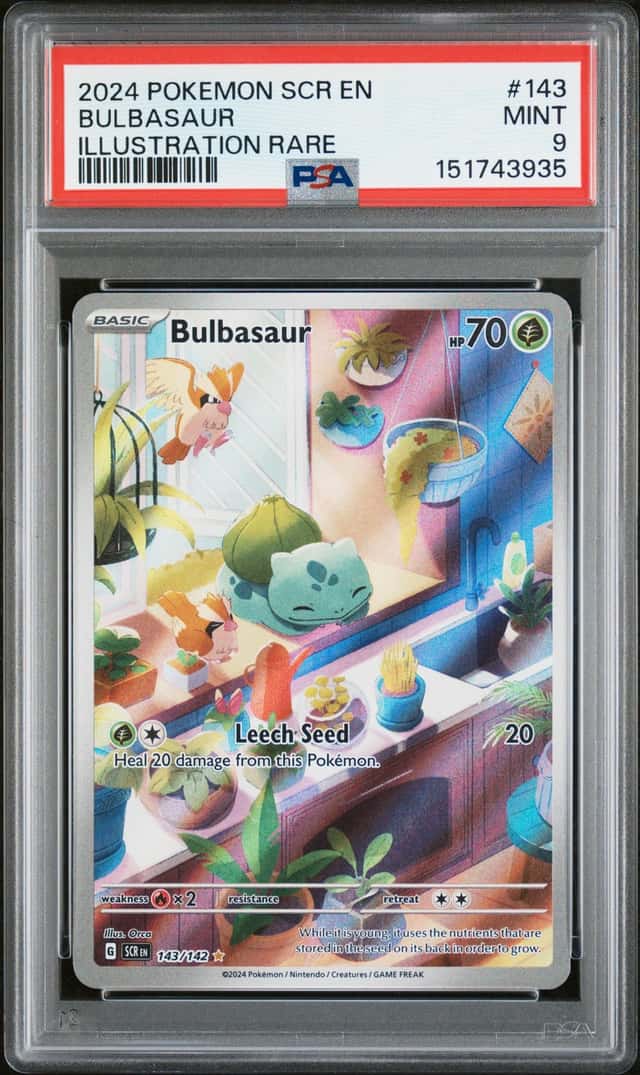 2024 POKEMON SCR EN-STELLAR CROWN ILLUSTRATION RARE #143 BULBASAUR PSA 9