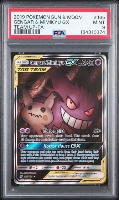 POKEMON GENGAR & MIMIKYU GX 2019 SUN & MOON TEAM UP #165 FA PSA 9