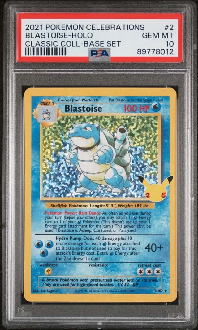 2021 POKEMON BLASTOISE-HOLO-BASE SET CELEBRATIONS CLASSIC COLLECTION #2 PSA 10