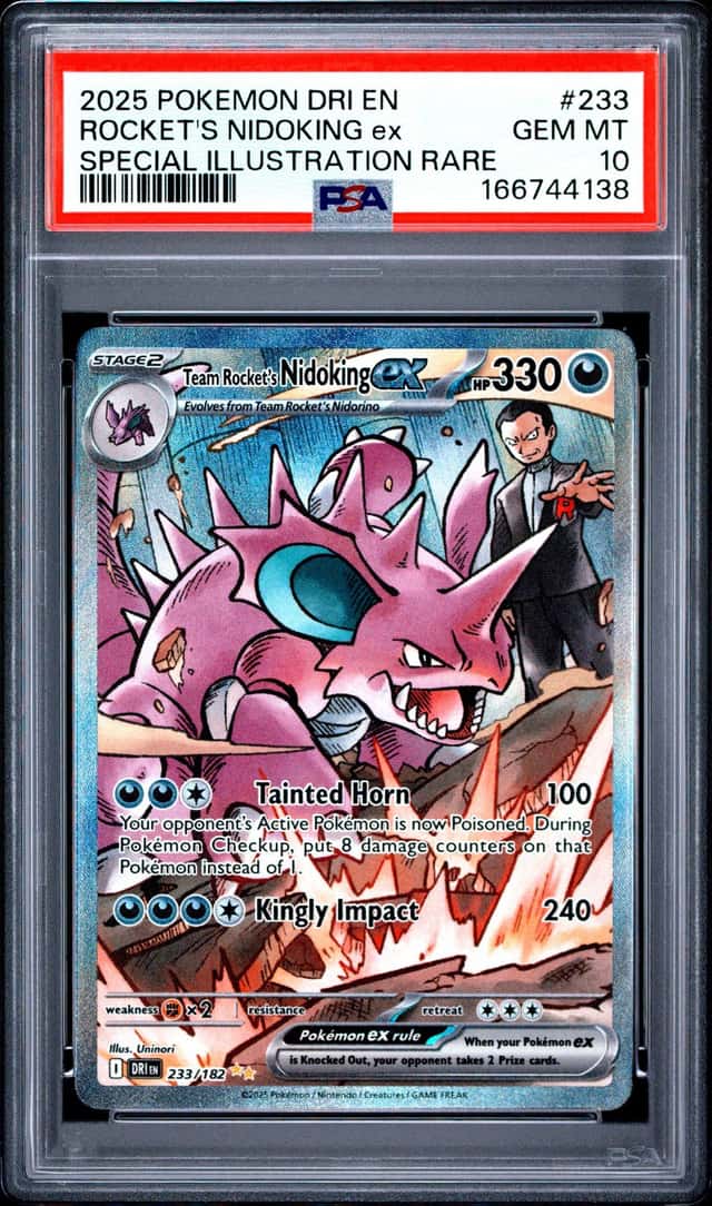 POKEMON ROCKET'S NIDOKING ex 2025 DRI EN-DEST RIVALS #233 SP ILLUS RARE PSA 10