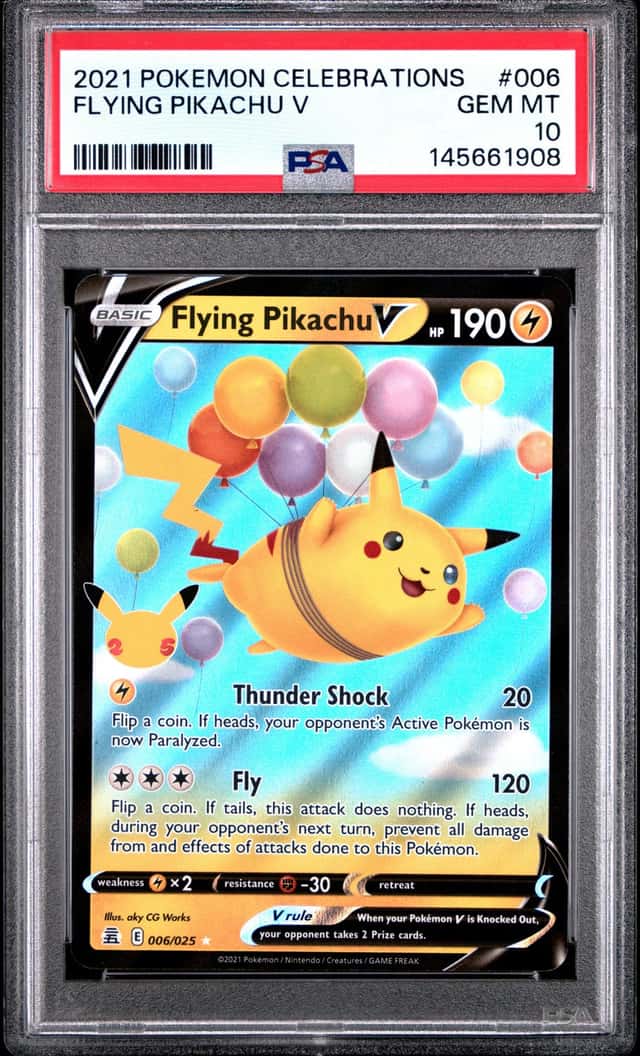FLYING PIKACHU V PSA 10 2021 POKEMON SWORD & SHIELD CELEBRATIONS #006/025 908