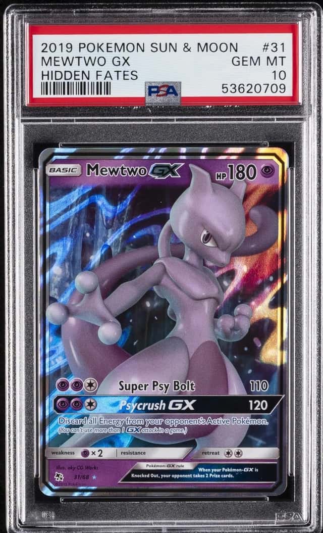 2019 POKEMON SUN & MOON HIDDEN FATES #31 MEWTWO GX PSA 10