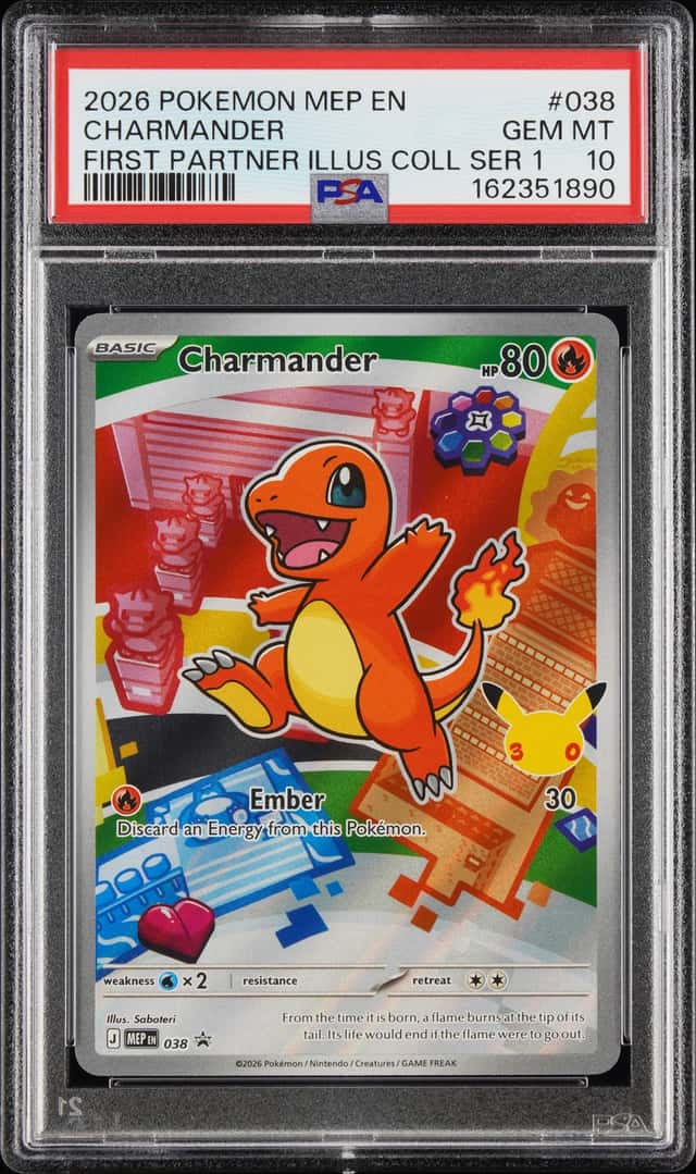 2026 Pokemon Black Star Mega Evolution First Partner Illustration Collection 30th Anniversary Charmander #038