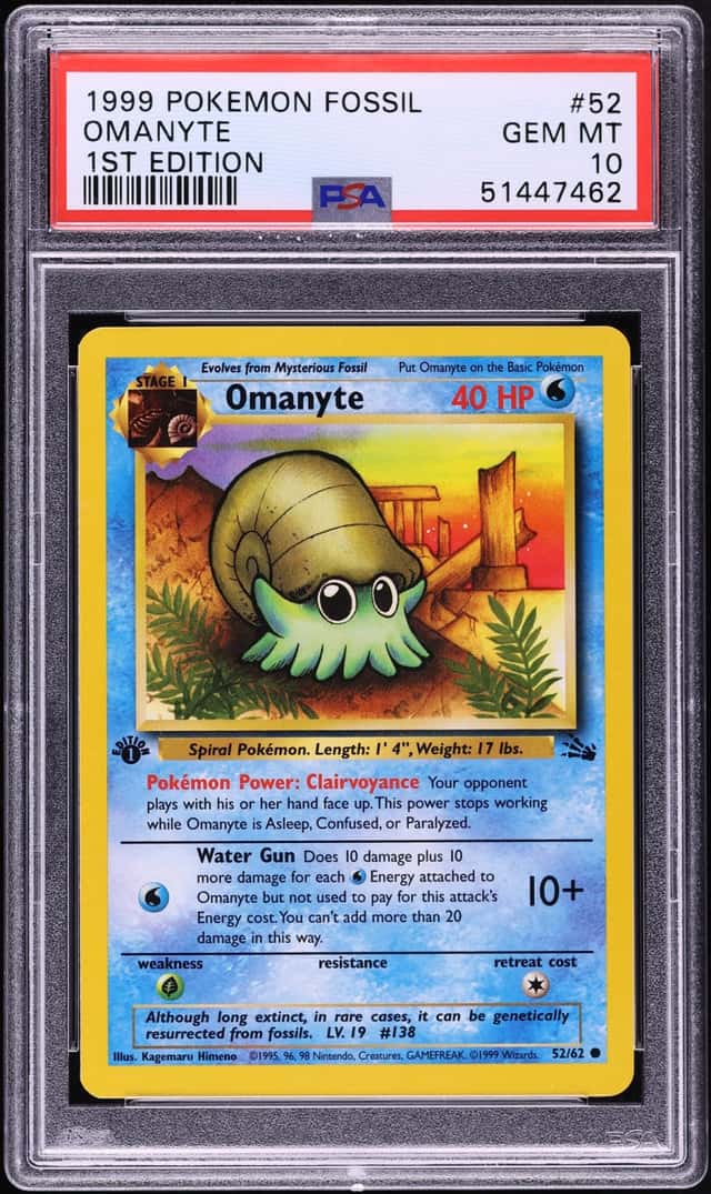 1999 Pokemon Fossil 1st Edition Omanyte #52 PSA 10 GEM MINT