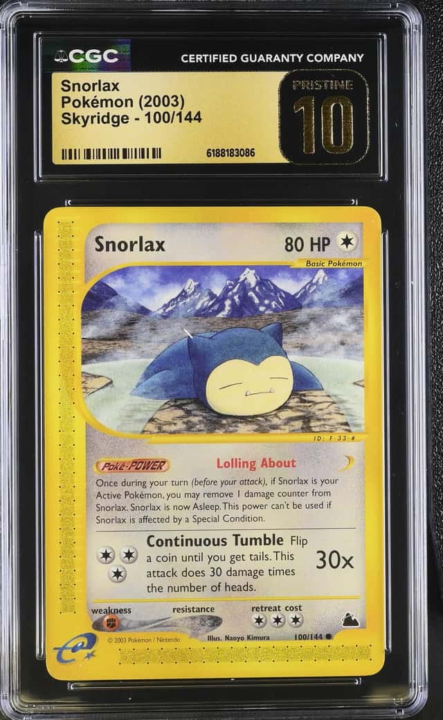 2003 Pokemon Skyridge Snorlax #100 CGC 10 PRISTINE