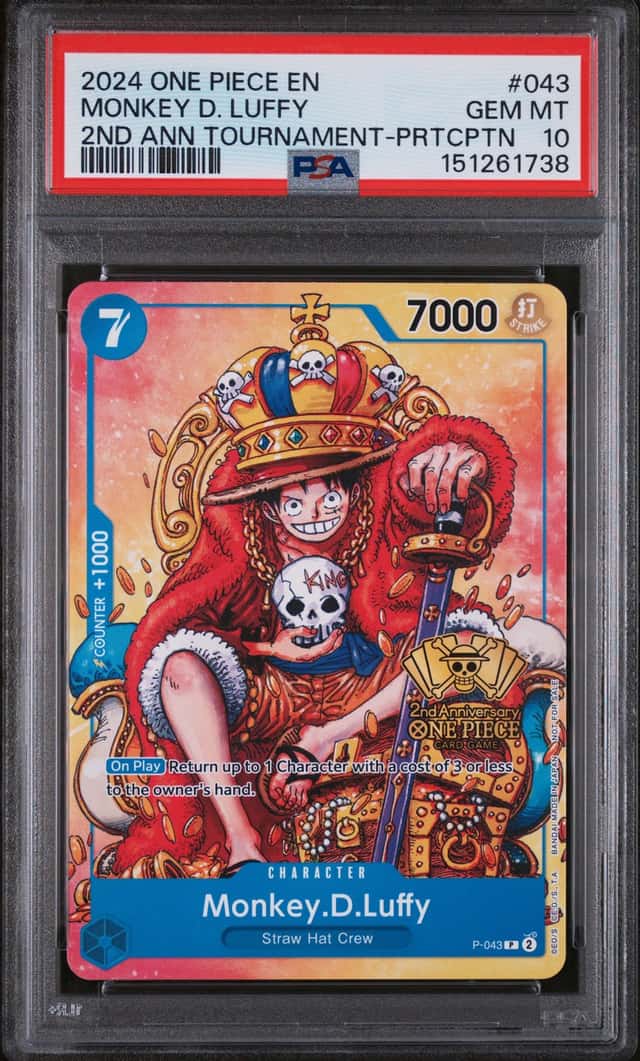 MONKEY D. LUFFY 2024 ONE PIECE 2ND ANNIVERSARY TOURNAMENT PROMO PSA 10 Q7217-2