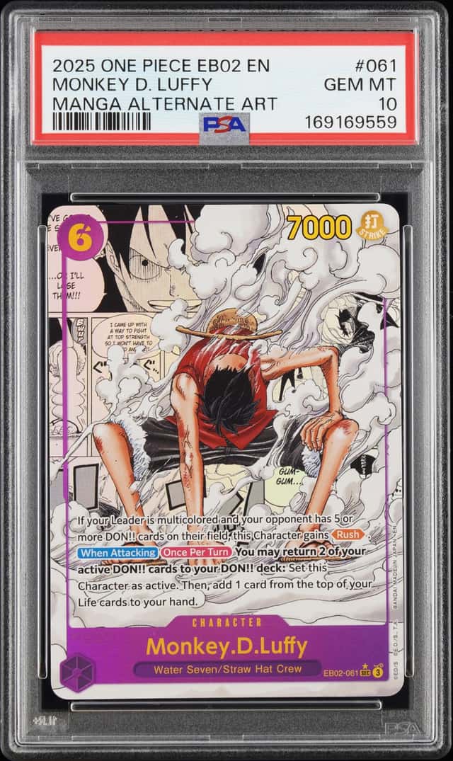 2025 One Piece Monkey D. Luffy Manga Alternate Art #EB02-061 PSA 10 GEM MINT