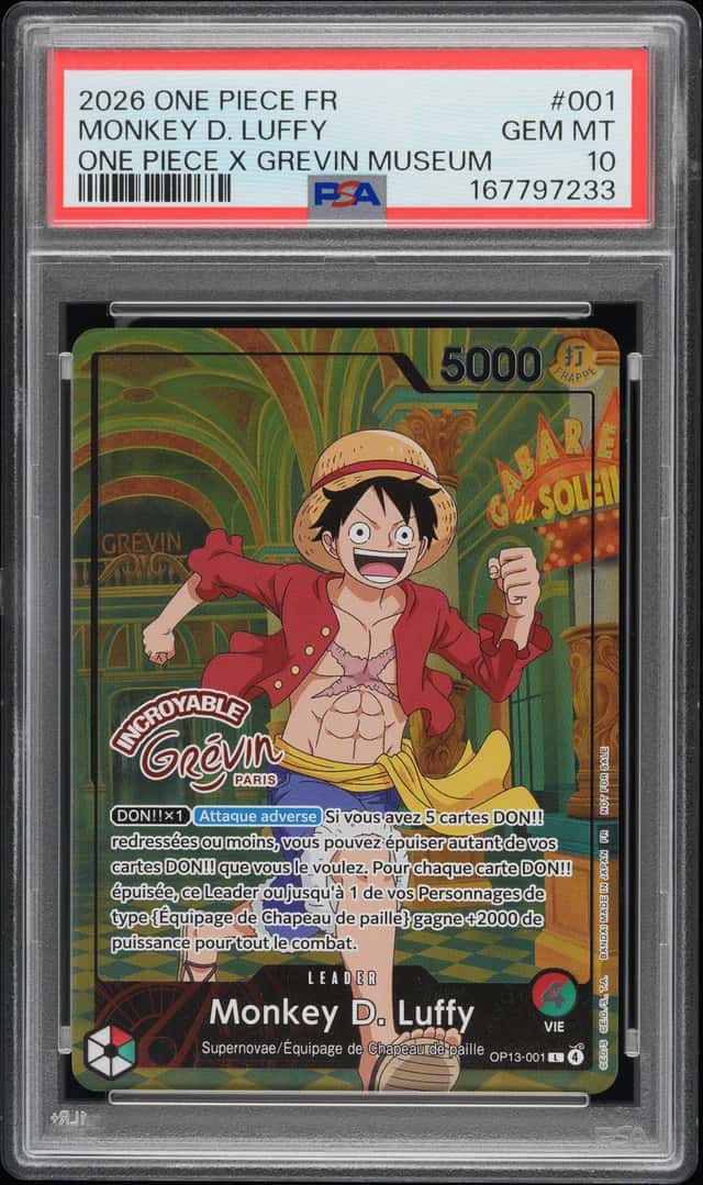 One Piece Monkey D Luffy OP13-001 X Museum Grevin Promo Paris Exclusive PSA 10