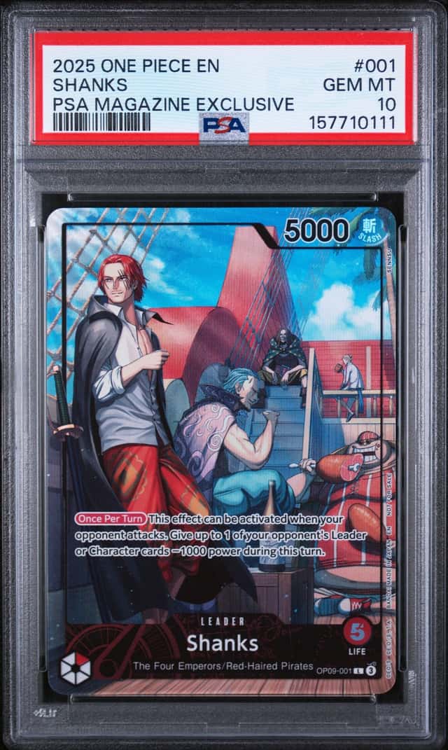2025 One Piece EN PSA Magazine Exc;usive #001 Shanks PSA 10 GEM MINT