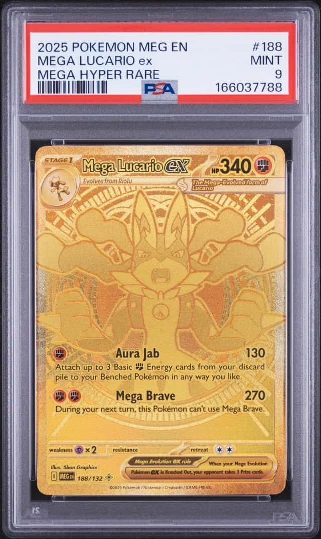 2025 POKEMON MEG EN-MEGA EVOLUTION MEGA HYPER RARE #188 MEGA LUCARIO EX PSA 9
