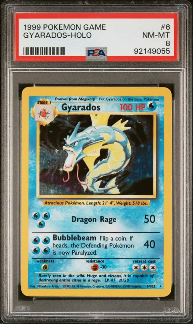 Pokemon Gyarados Holo Base Set Unlimited 6/102 PSA 8