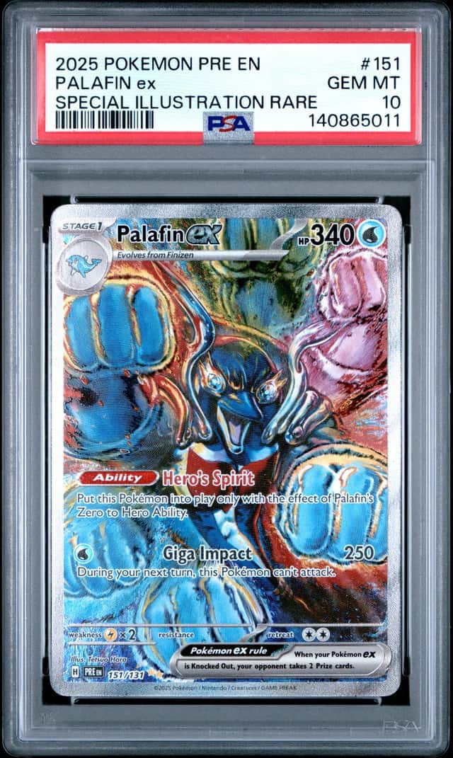 2025 Pokemon PRISMATIC EVOLUTIONS PALAFIN SPECIAL ILLUSTRATION RARE #151 PSA 10