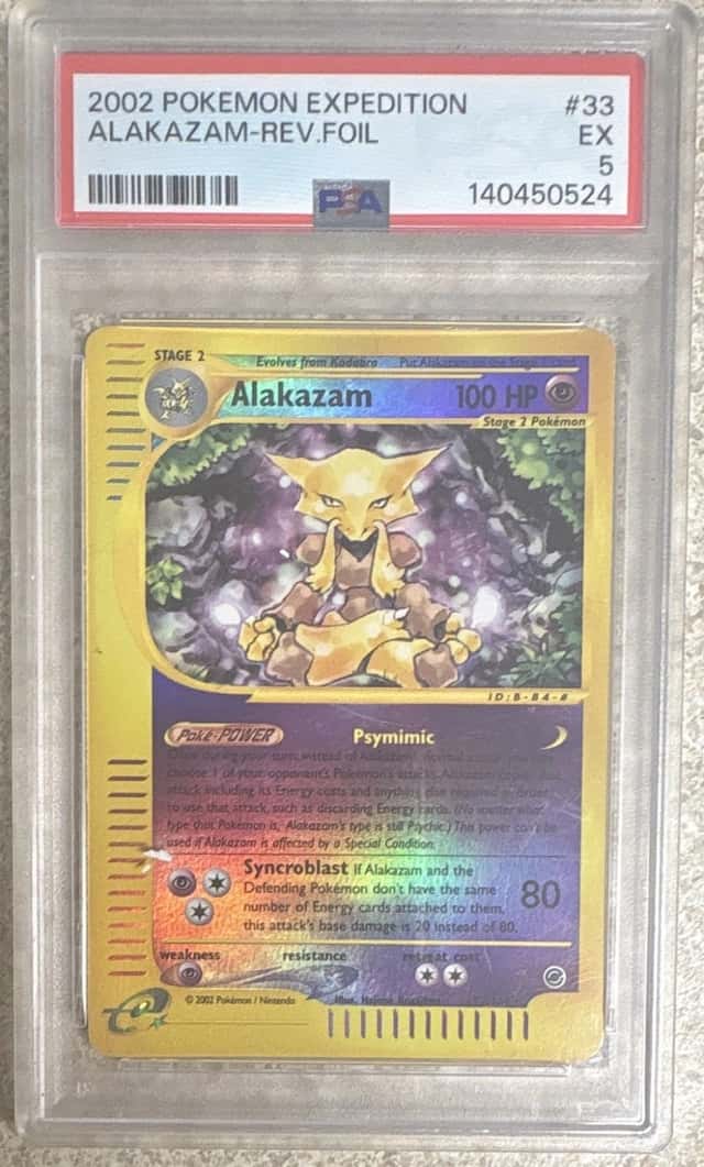 2002 Pokemon TCG Expedition Alakazam 33/165 Reverse Holo Rare PSA 5 English