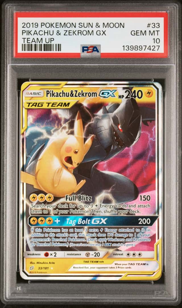 2019 Pokemon Sun & Moon Team Up Pikachu Zekrom Holo #33/181 PSA 10 GEM MINT