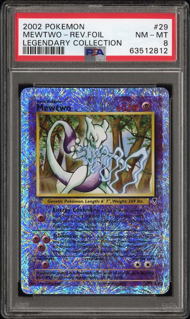 Pokemon Co. 2002 Legendary Collection Mewtwo 29/110 Reverse Holo PSA 8 ENG