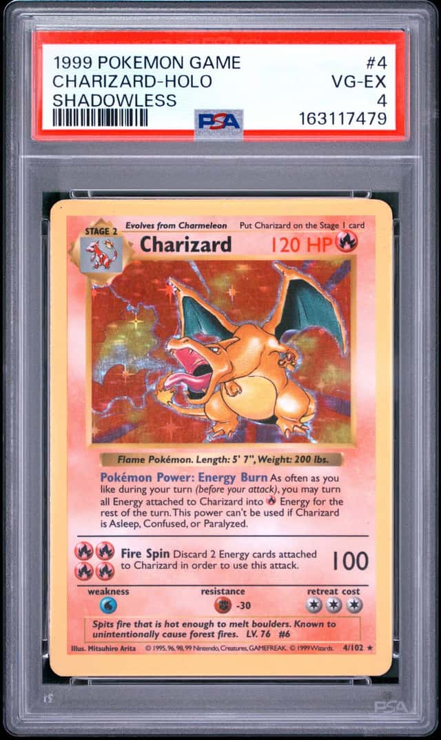 1999 Pokemon Game Shadowless #4 Charizard Holo PSA 4 VG-EX
