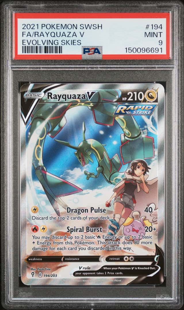 POKEMON RAYQUAZA V 2021 SWORD & SHIELD EVOLVING SKIES #194 FA PSA 9