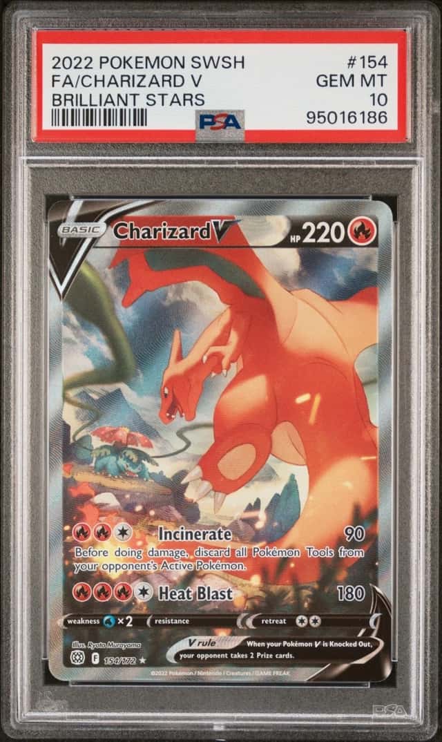 PSA 10 2022 Pokemon SWSH Brilliant Stars #154 Fa/Charizard V GEM MT NO RESERVE!