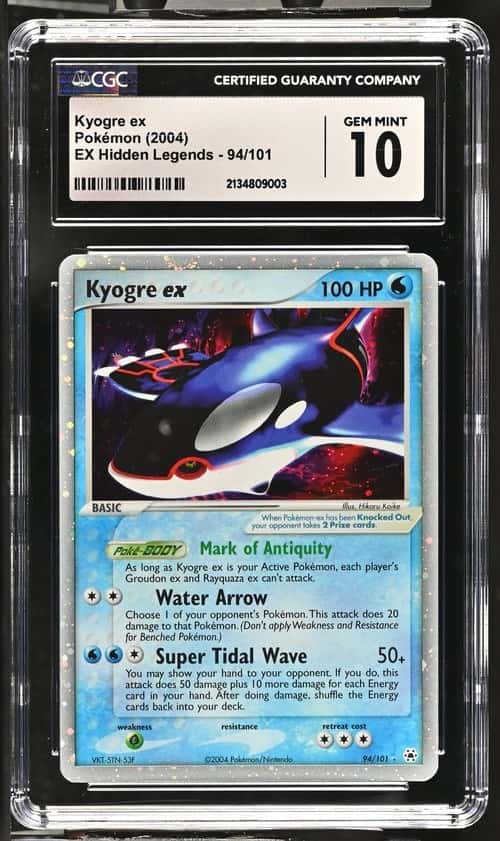 2004 Pokémon Kyogre ex Holo EX Hidden Legends #94/101 CGC 10