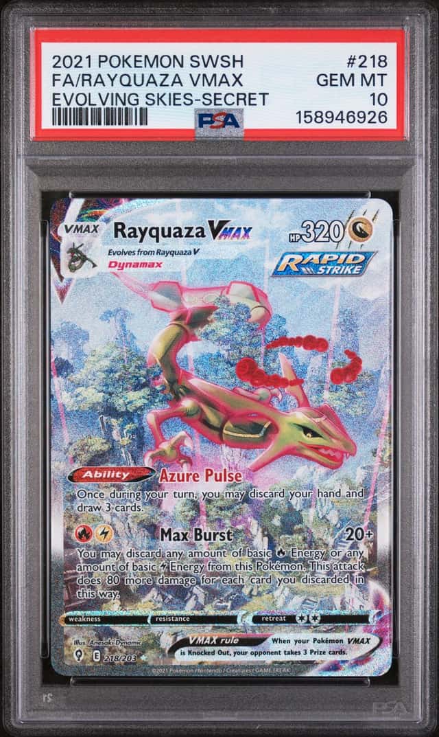 2021 Pokemon SWSH Evolving Skies Rayquaza VMAX #218/203 PSA 10 GEM MINT