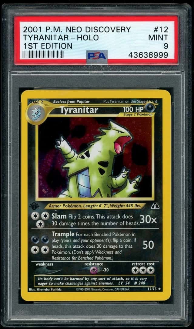 POKEMON TYRANITAR-HOLO 2001 NEO DISCOVERY #12 1ST EDITION PSA 9