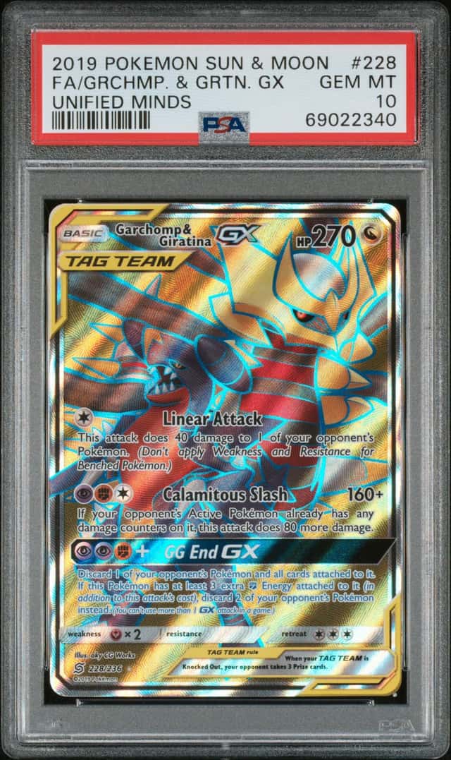 Pokemon TCG Unified Minds Garchomp & Giratina GX 228/236 PSA 10 Full Art