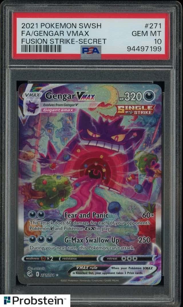 2021 Pokemon SWSH Fusion Strike Secret #271 FA Gengar VMAX PSA 10 GEM MINT