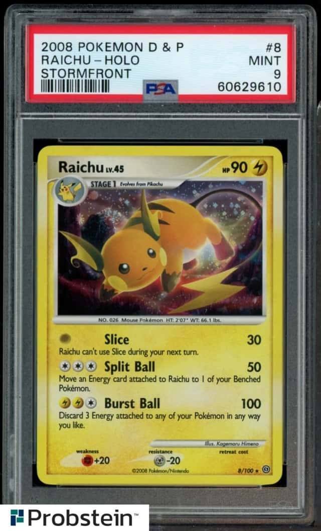 2008 Pokemon D&P Stormfront #8 Raichu Holo PSA 9 MINT