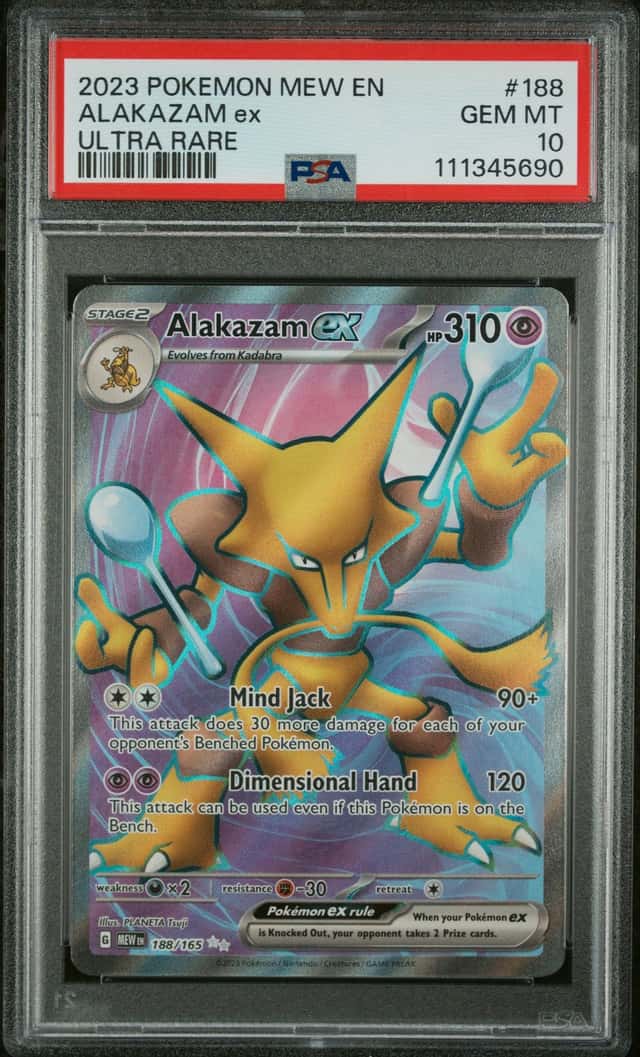 Pokémon Alakazam EX TCG 188/165 S&V 151 Ultra Rare Card PSA 10 Gem Mint