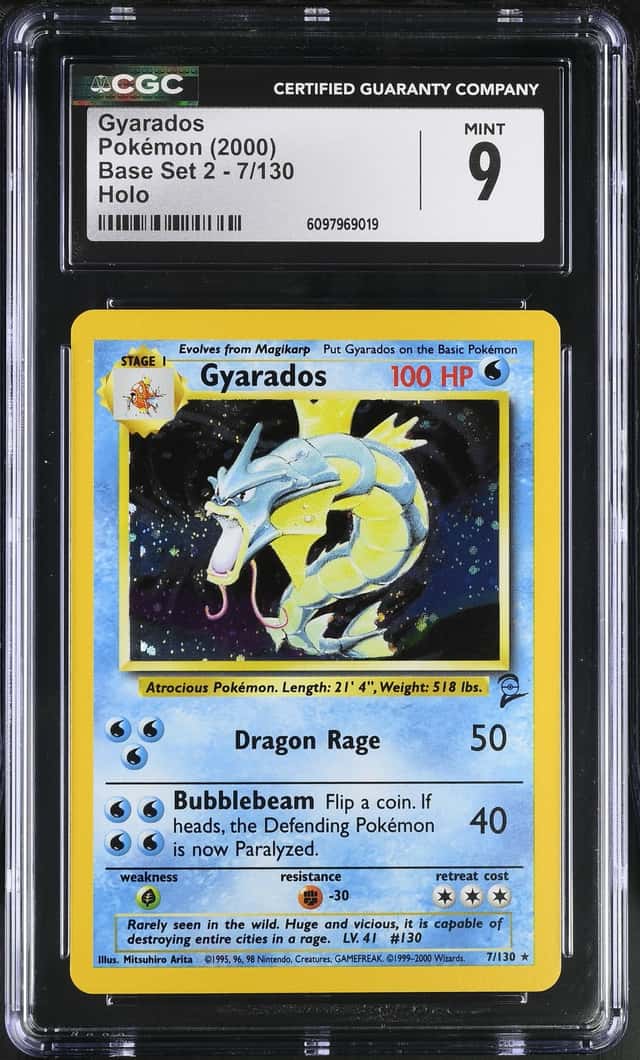 2000 Pokemon Set 2 Gyarados #7/130 Holo CGC 9