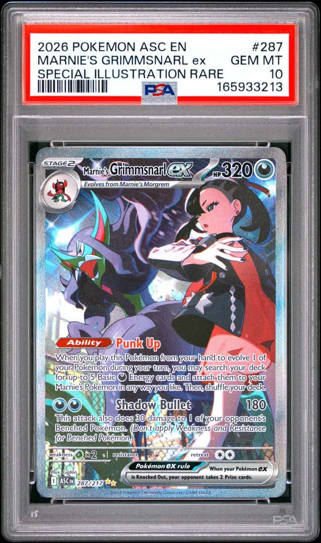 2026 Pokemon ASC EN Special Illustration Rare #287 Marnie's Grimmsnarl ex PSA 10