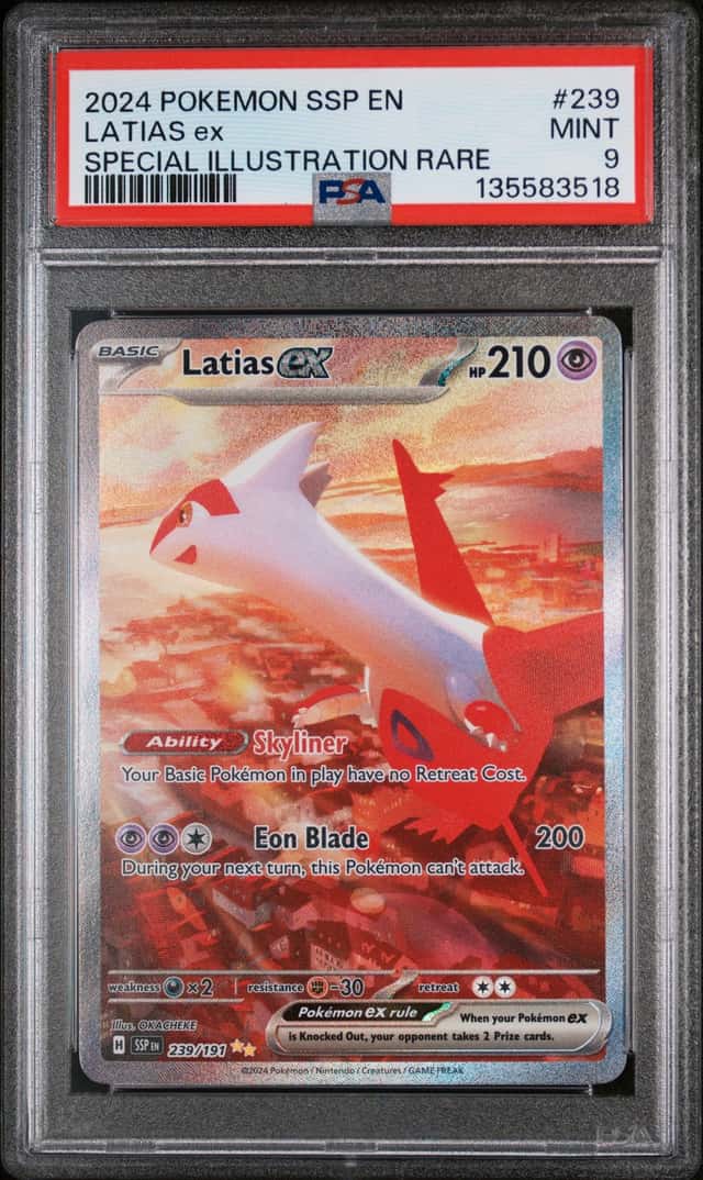 Pokemon TCG Latias ex 239/191 Sv08 Surging Sparks SIR Full Art Holo PSA 9
