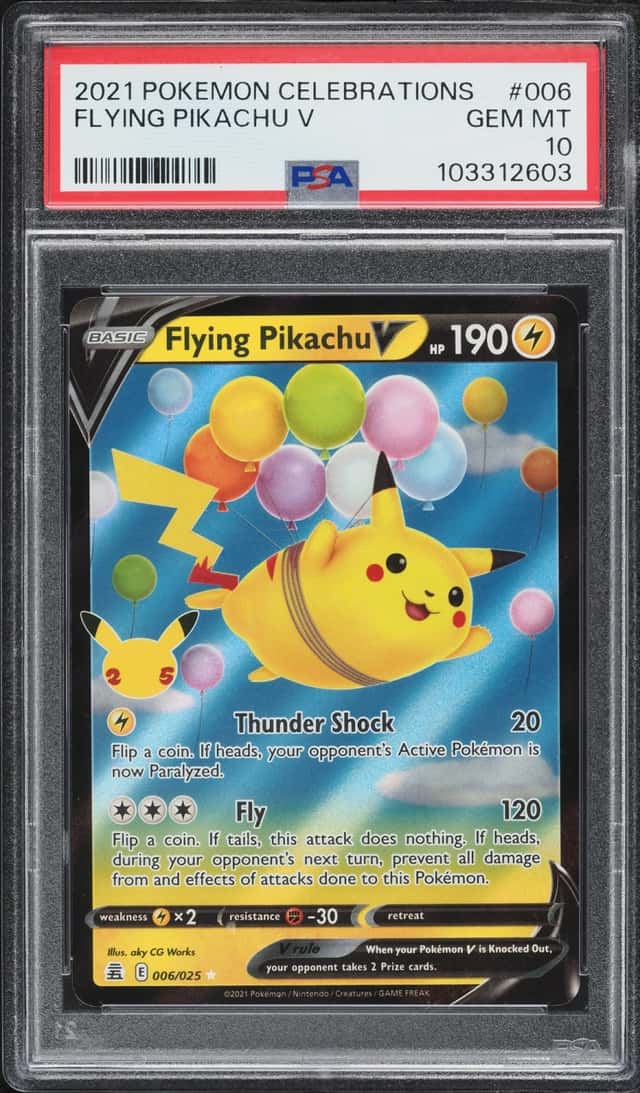 2021 Pokemon Sword & Shield Celebrations Holo Flying Pikachu V #6 PSA 10 GEM MINT