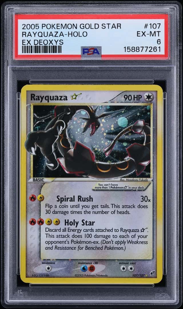 2005 Pokemon EX Deoxys Holo Rayquaza Gold Star #107 PSA 6 EXMT