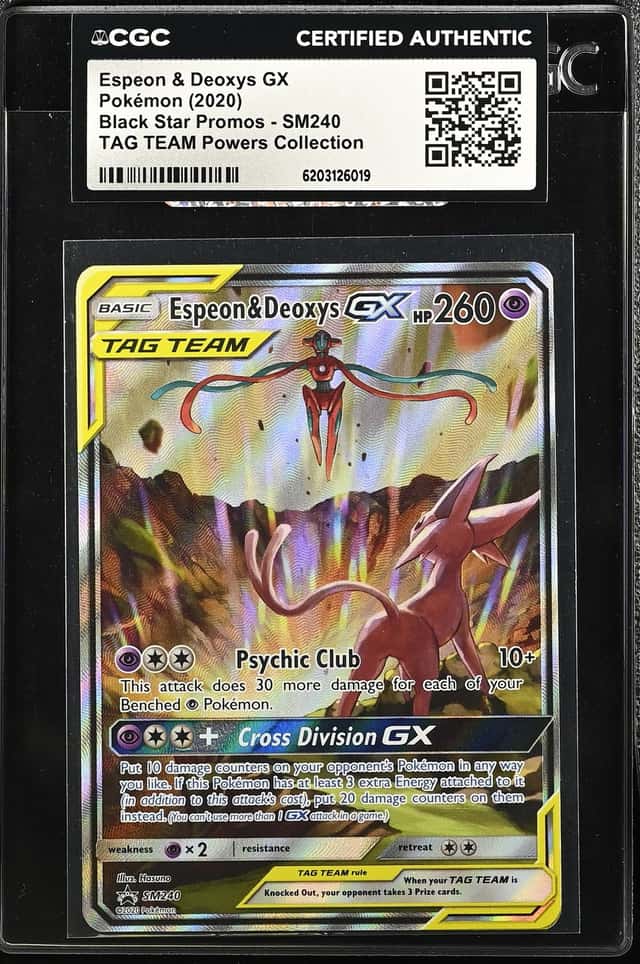 2020 Pokemon Sun & Moon Promo Tag Team Powers Full Art Espeon & Deoxys Gx #SM240 CGC AUTH