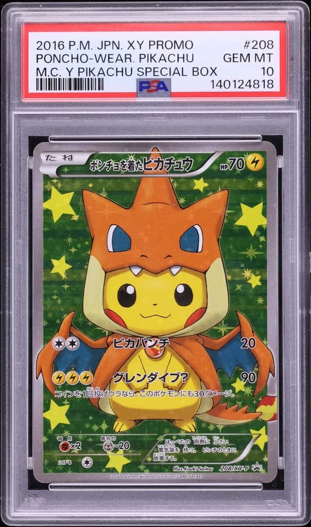2016 Pokemon Japanese XY Promo Full Art Mega Charizard X Poncho Pikachu #208 PSA 10 GEM MINT