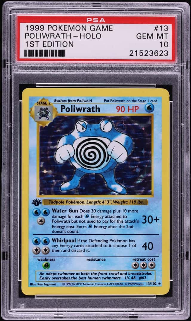 1999 Pokemon Base Set Shadowless 1st Edition Holo Poliwrath #13 PSA 10 GEM MINT