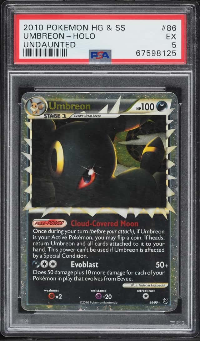 2010 Pokemon HeartGold & SoulSilver Undaunted Holo Umbreon #86 PSA 5 EX
