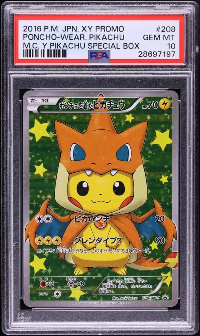 2016 Pokemon Japanese XY Promo Full Art Mega Charizard Y Poncho Pikachu #208 PSA 10 GEM MINT