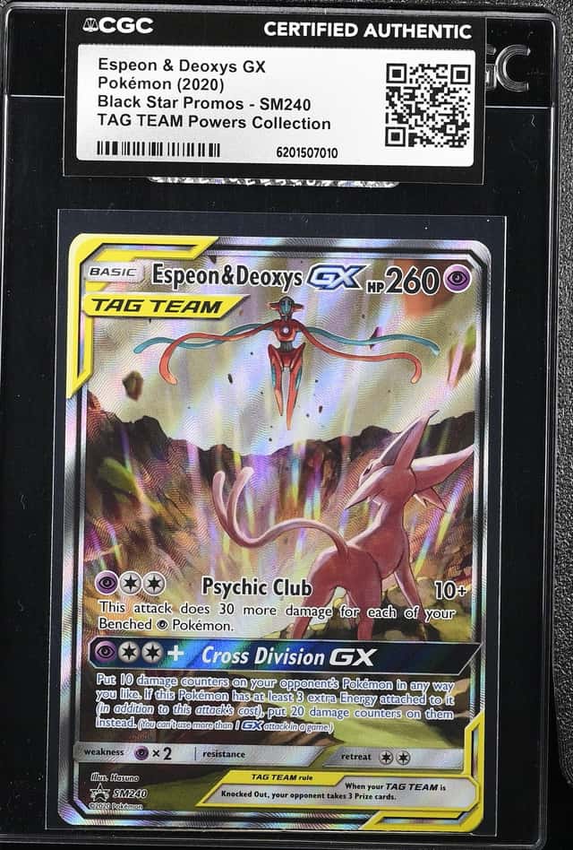 2020 Pokemon Sun & Moon Promo Tag Team Powers Full Art Espeon & Deoxys Gx #SM240 CGC AUTH