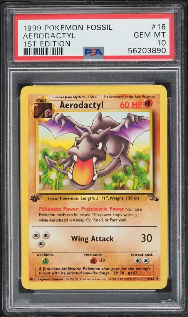 1999 Pokemon Fossil 1st Edition Aerodactyl #16 PSA 10 GEM MINT