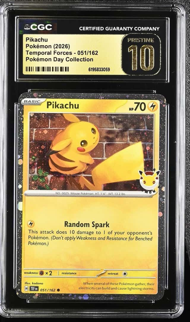 2026 Pokemon Scarlet & Violet Temporal Forces Day Collection Pikachu #51 CGC 10 PRISTINE