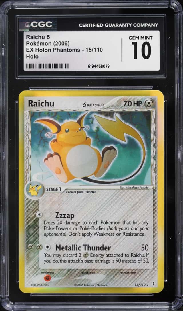 2006 Pokemon EX Holon Phantoms Holo Raichu #15 CGC 10 GEM MINT