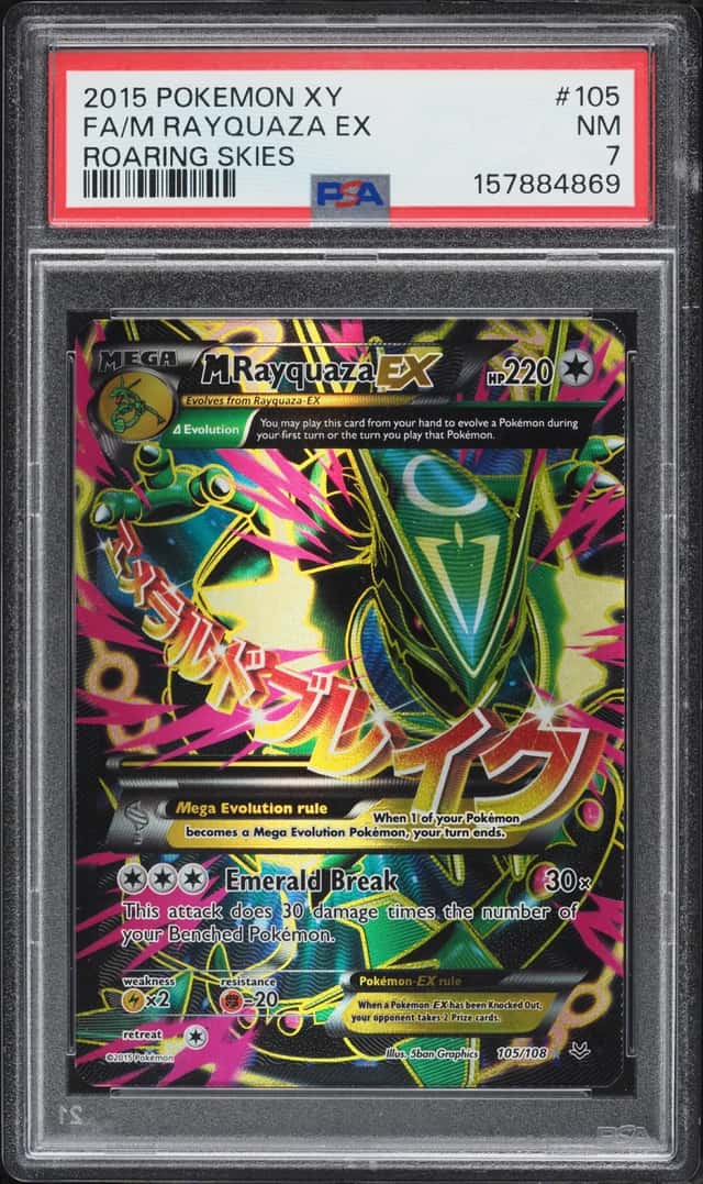 2015 Pokemon XY Roaring Skies Full Art M Rayquaza EX #105 PSA 7 NRMT