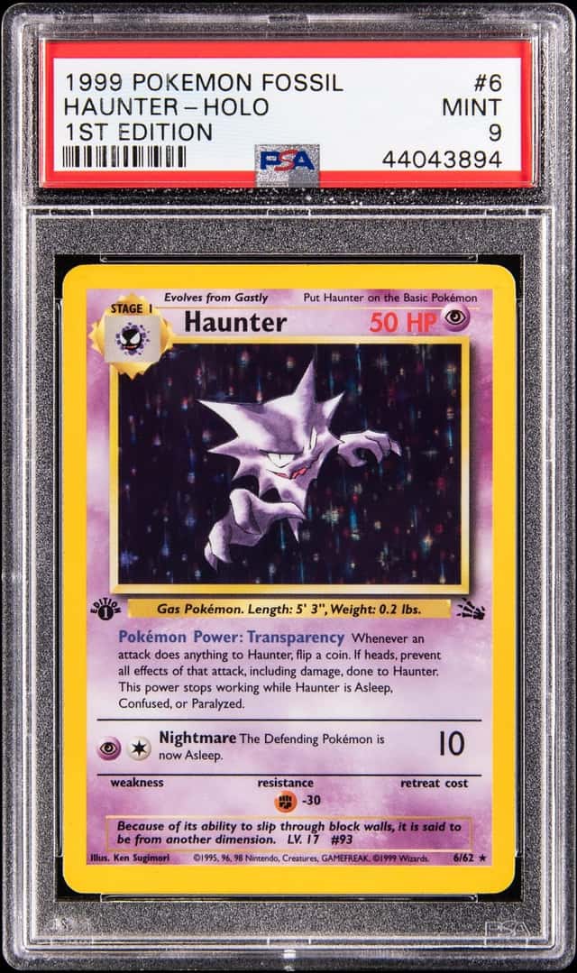1999 Pokemon Fossil 1st Edition Holo #6 Haunter - PSA MINT 9