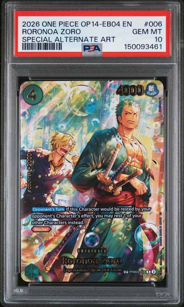 2026 ONE PIECE OP14-EB04-THE AZURE SEA'S SEVEN #006 RORONOA ZORO PSA 10