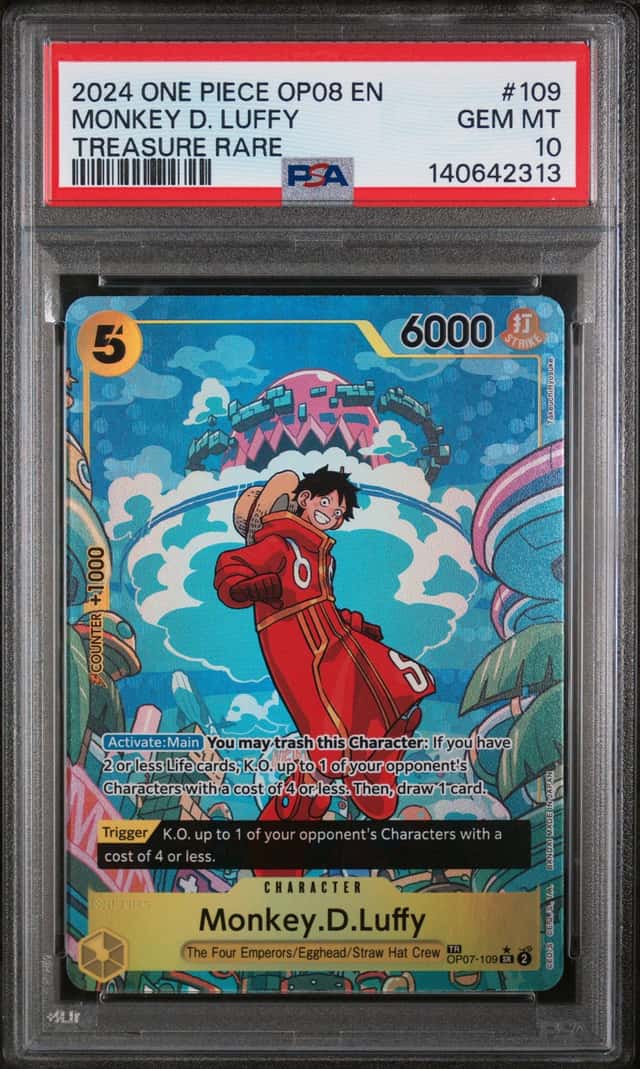 2024 One Piece OP08 En Treasure Rare #109 Monkey D. Luffy PSA 10 GEM MINT