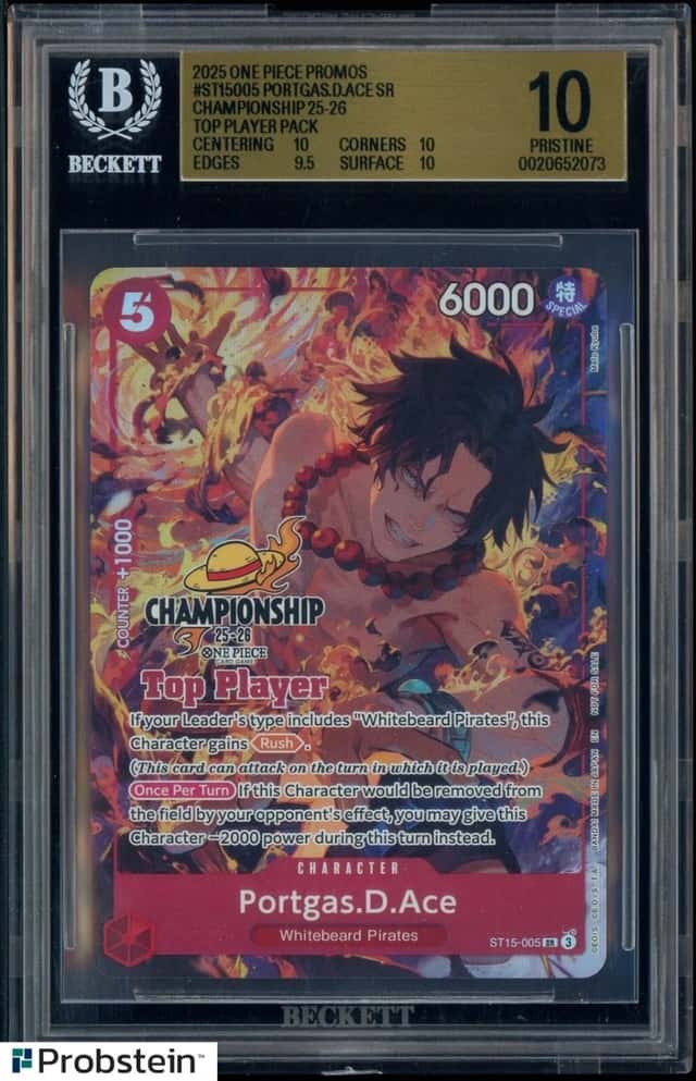 2025 One Piece Promos Portgas D. Ace Championship Top Player Pack ST15005 BGS 10