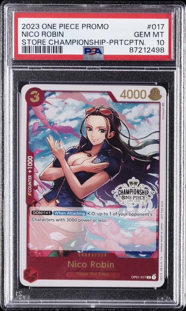 2023 ONE PIECE PROMOS STORE CHAMPIONSHIP-PARTICIPATION #017 NICO ROBIN PSA 10