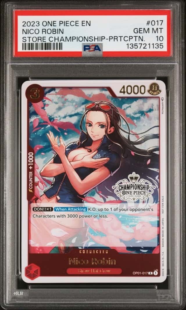 2023 ONE PIECE PROMOS STORE CHAMPIONSHIP-PARTICIPATION #017 NICO ROBIN PSA 10